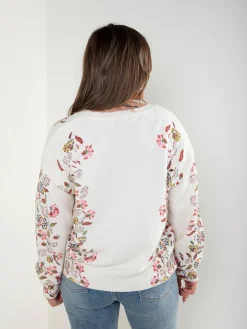 Camisola malha pérola com padrão floral