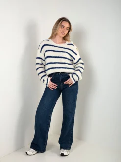 Camisola malha riscas mistura lã