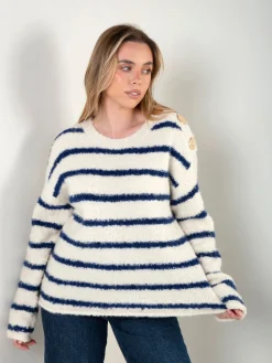 Camisola malha riscas mistura lã