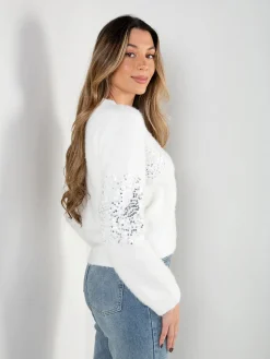 Camisola malha suave com lantejoulas