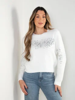 Camisola malha suave com lantejoulas