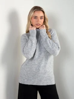 Camisola malha texturizada gola perkins
