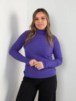 Camisola malha texturizada com gola subida