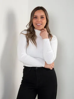 Camisola malha texturizada com gola subida