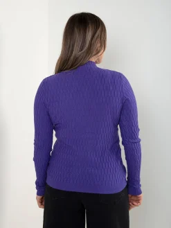 Camisola malha texturizada com gola subida