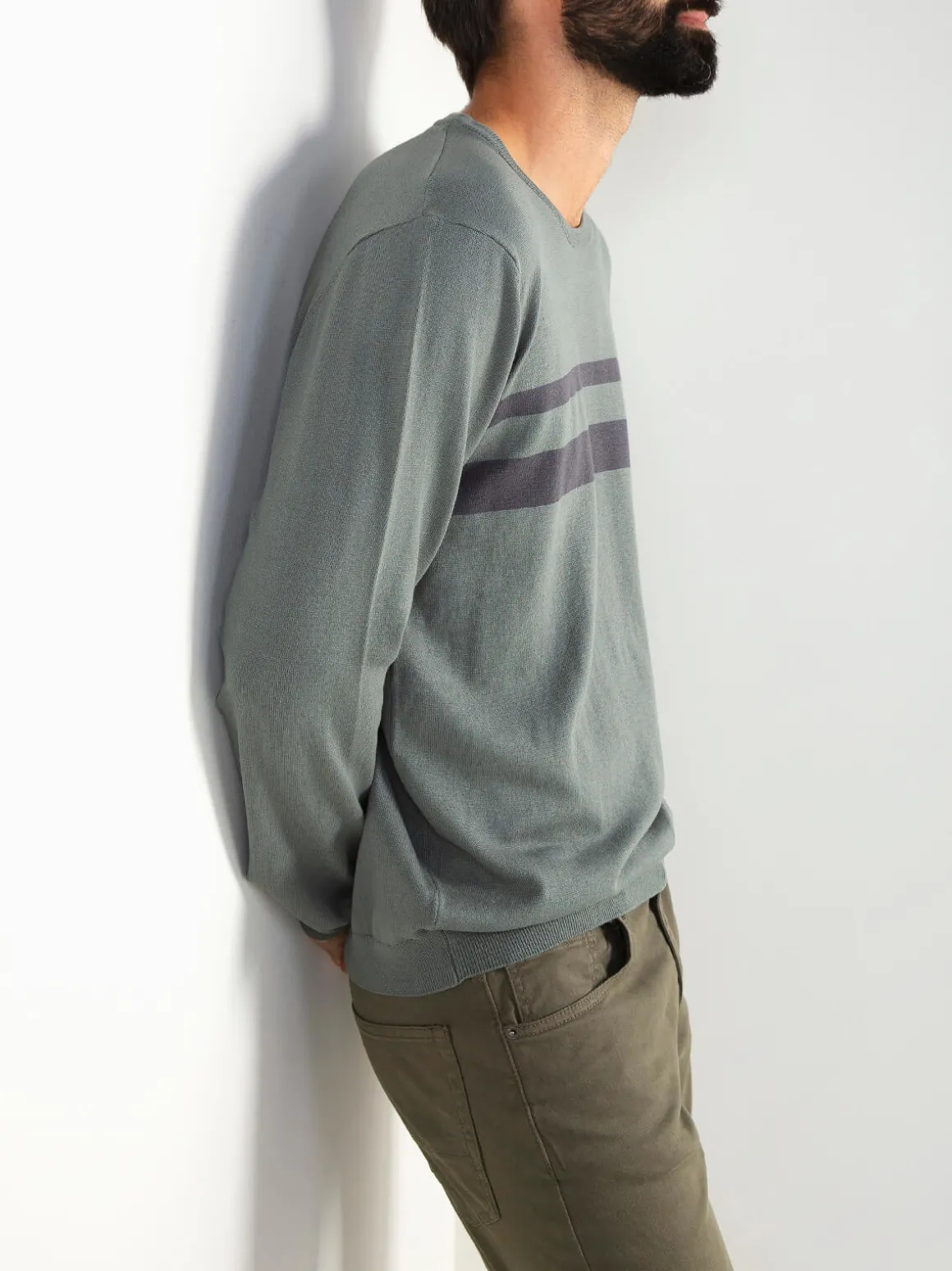 Camisola malha verde com detalhe