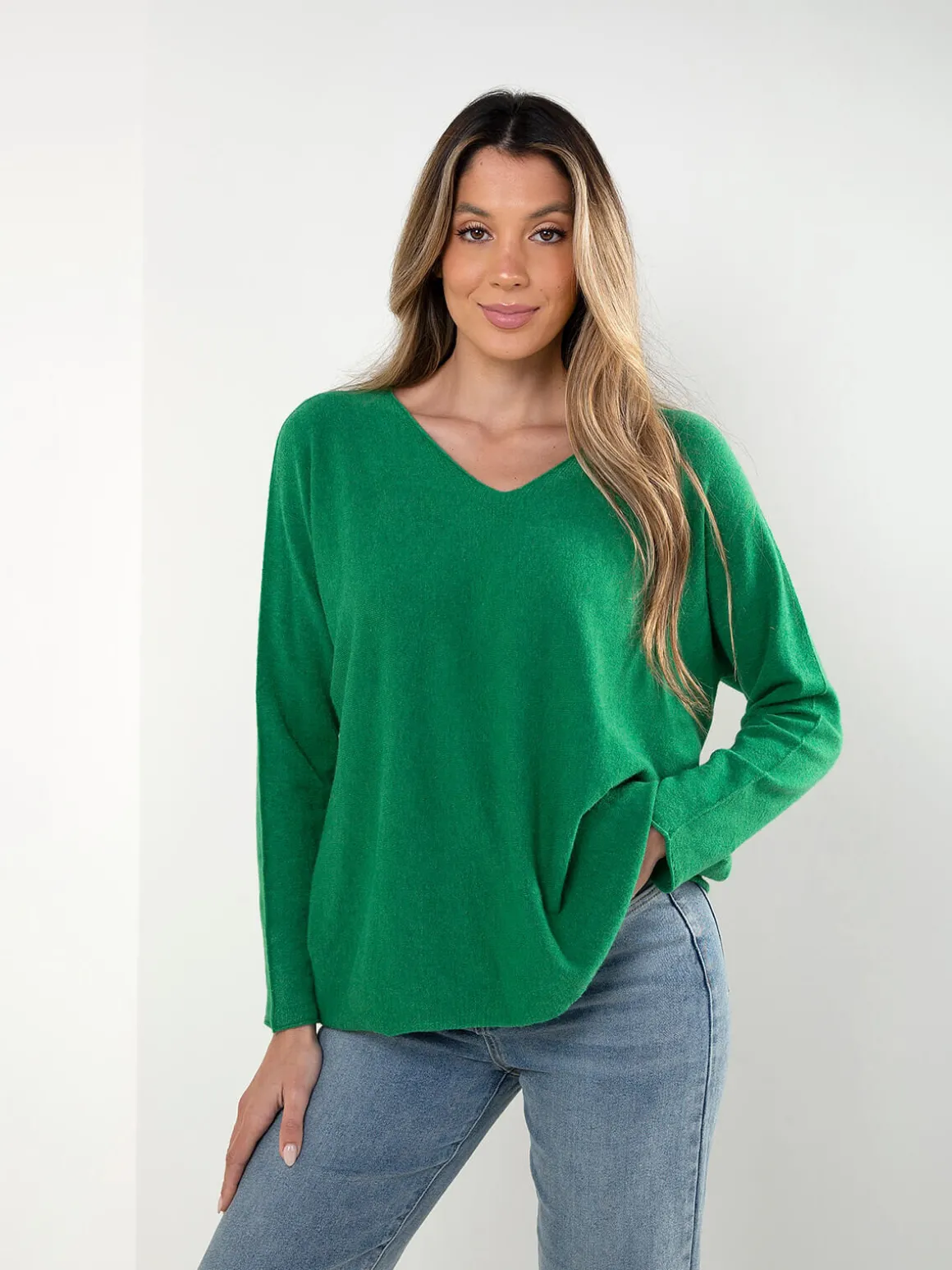 Camisola malha viscose com decote V