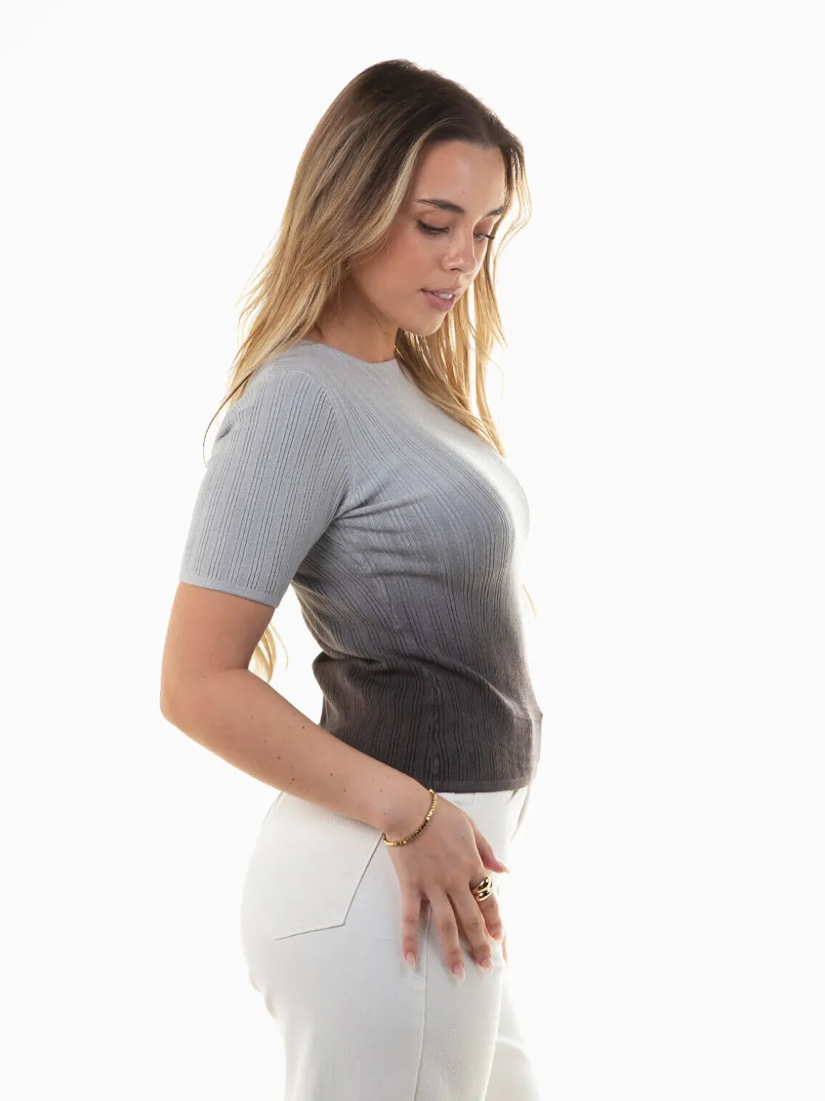 Camisola manga curta com degradê