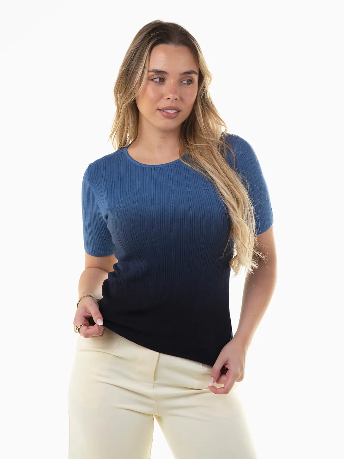 Camisola manga curta com degradê