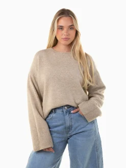 Camisola oversized malha decote redondo