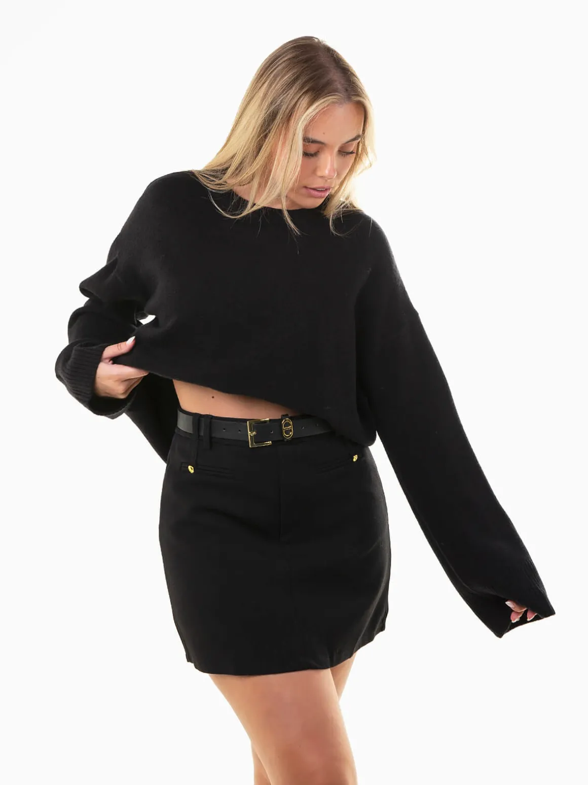 Camisola oversized malha decote redondo