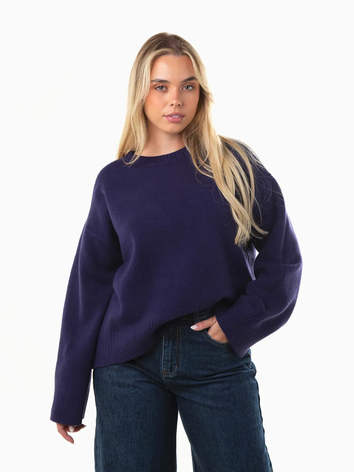 Camisola oversized malha decote redondo