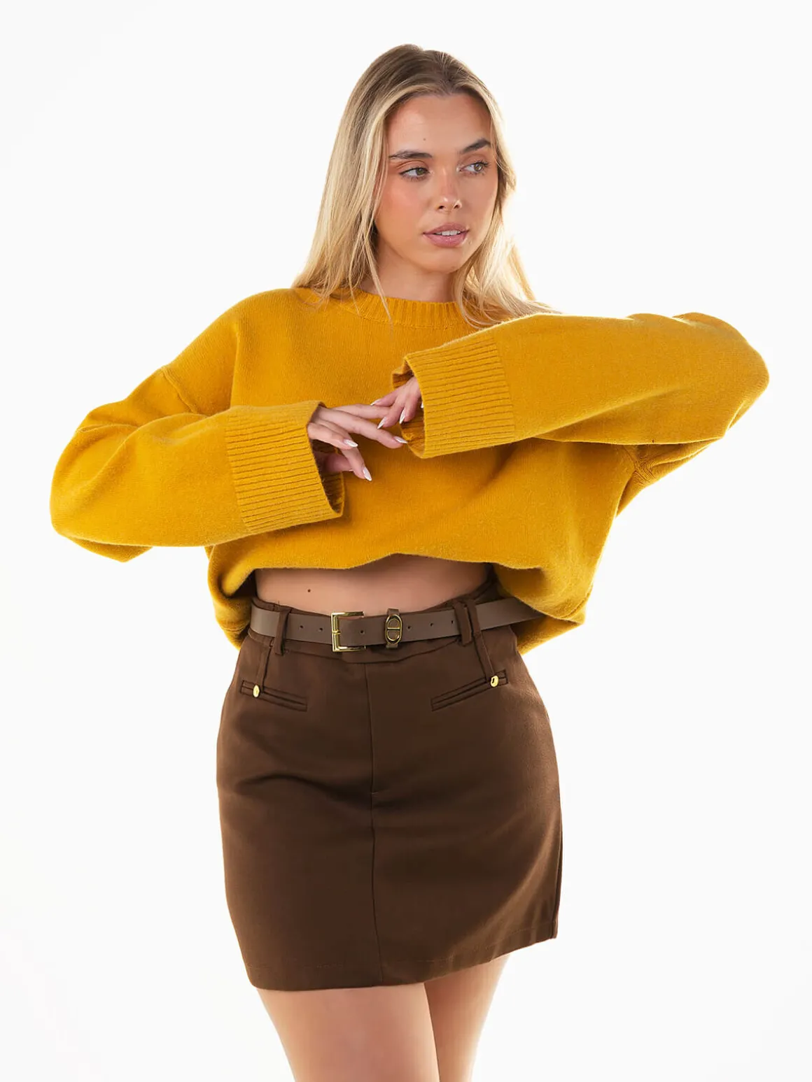 Camisola oversized malha decote redondo