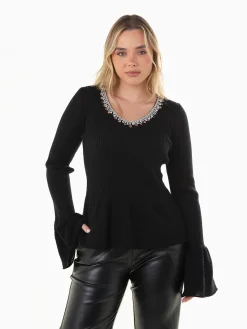 Camisola peplum malha canelada