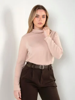 Camisola polar fina com gola alta