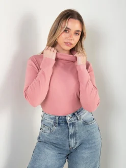 Camisola polar fina com gola alta