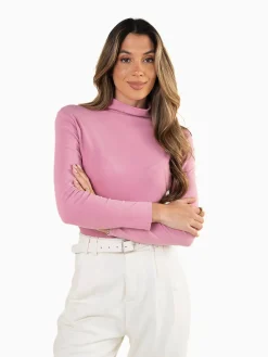 Camisola polar fina com gola subida