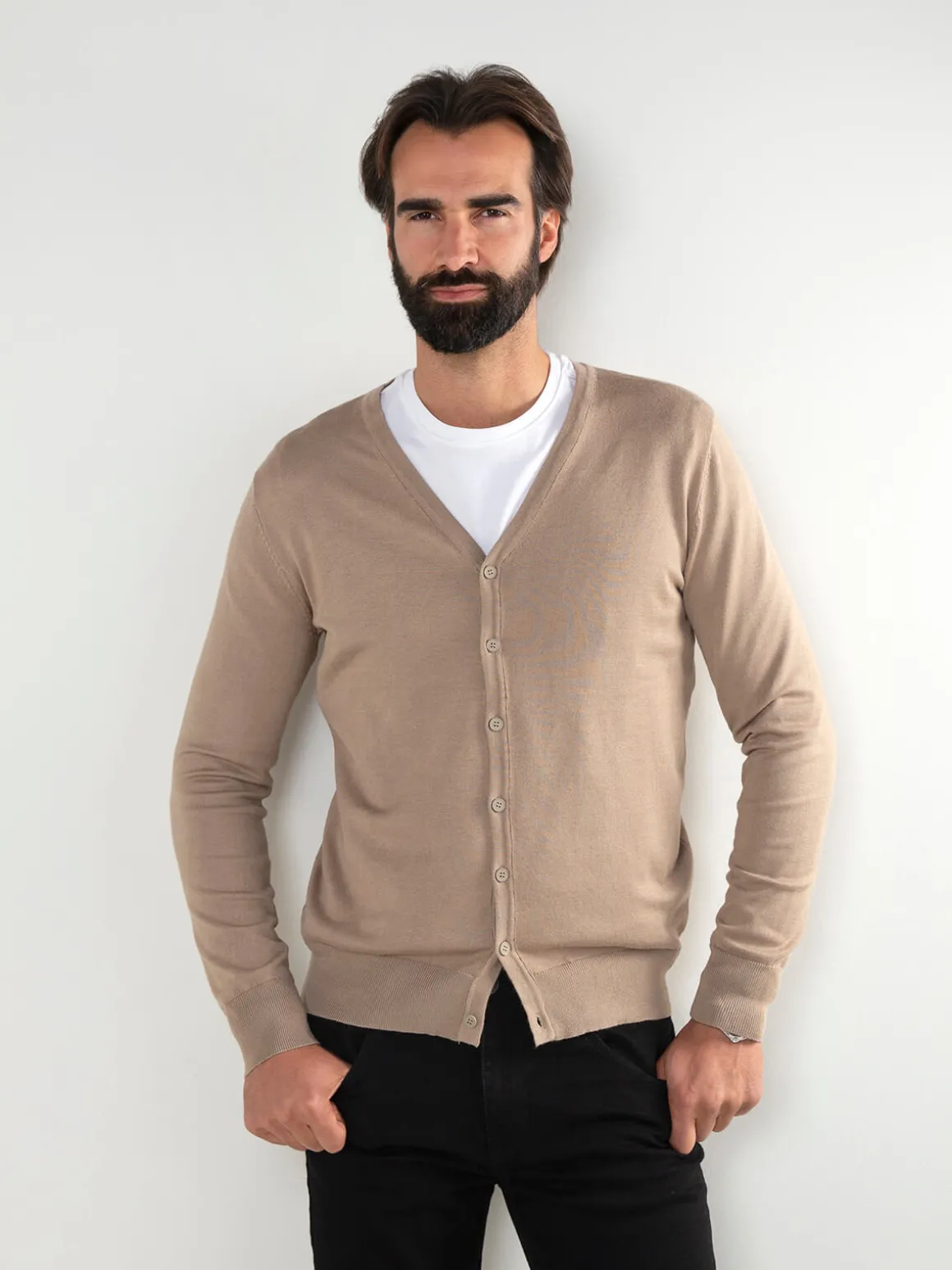 Cardigan com gola em V