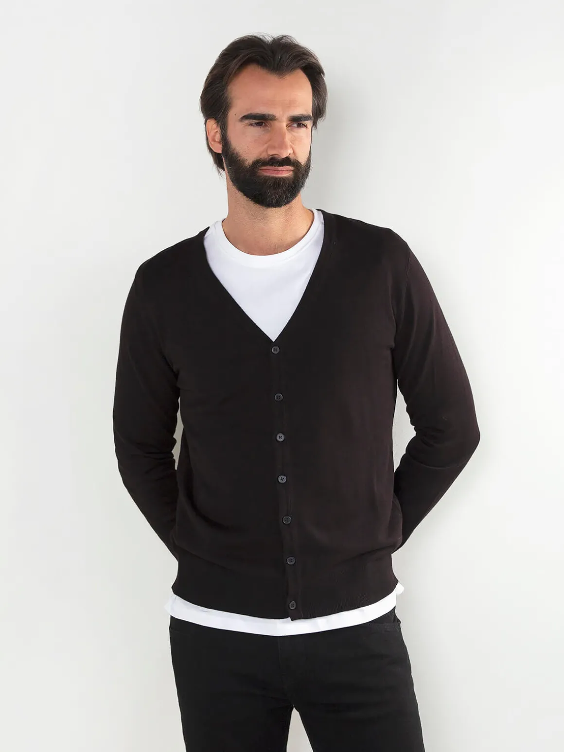 Cardigan com gola em V