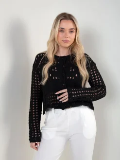 Cardigan de malha perfurada