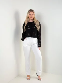 Cardigan de malha perfurada