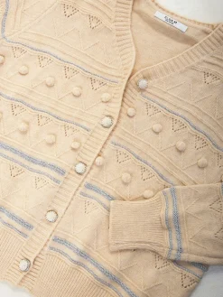 Cardigan em V com detalhes brilhantes