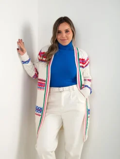 Casaco aberto malha trabalhada