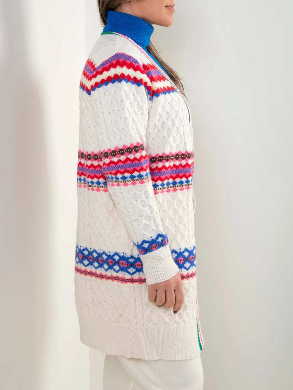 Casaco aberto malha trabalhada