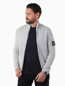 Casaco de malha com gola subida