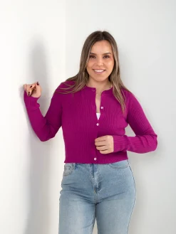 Casaco justo malha canelada