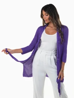 Casaco malha aberta manga 3/4