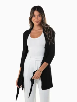 Casaco malha aberta manga 3/4