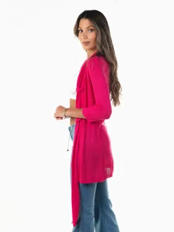 Casaco malha aberta manga 3/4