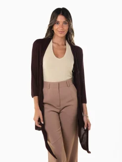 Casaco malha aberta manga 3/4