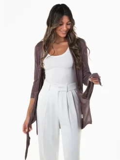 Casaco malha aberta manga 3/4