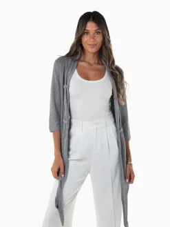 Casaco malha aberta manga 3/4