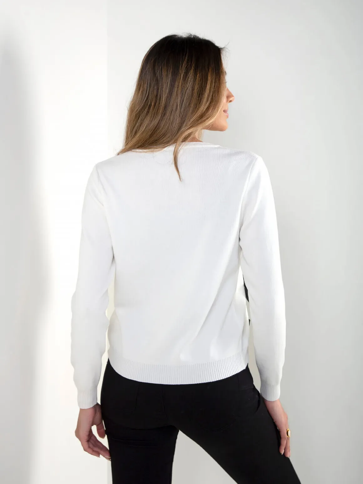 Casaco malha branco com laços
