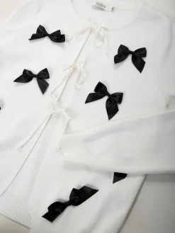 Casaco malha branco com laços