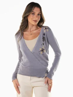 Casaco malha com bordados