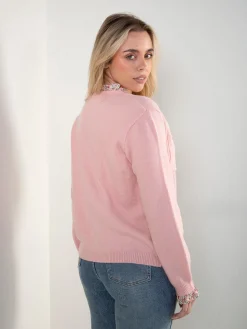 Casaco malha com botões estampados