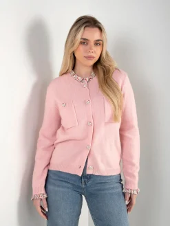 Casaco malha com botões estampados