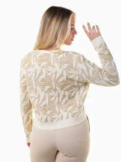 Casaco malha com textura folhas