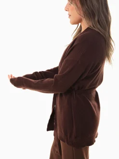 Casaco malha comprido com cinto