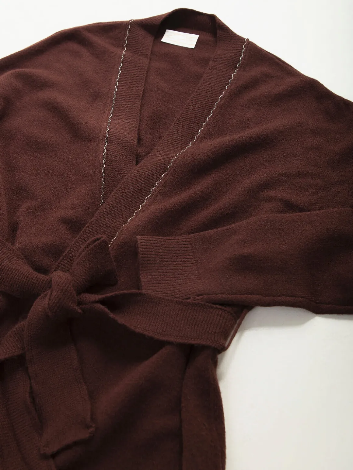 Casaco malha comprido com cinto