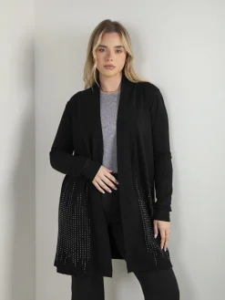 Casaco malha comprido com strass