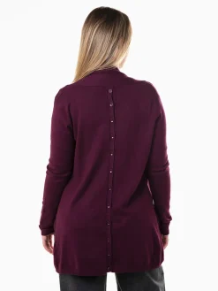 Casaco malha comprido com bolsos