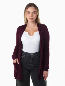 Casaco malha comprido com bolsos