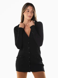 Casaco malha comprido com laços