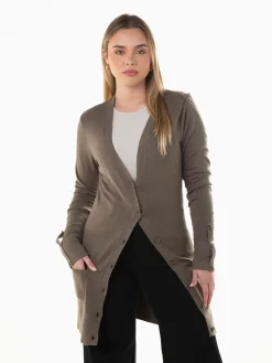 Casaco malha justo com botões