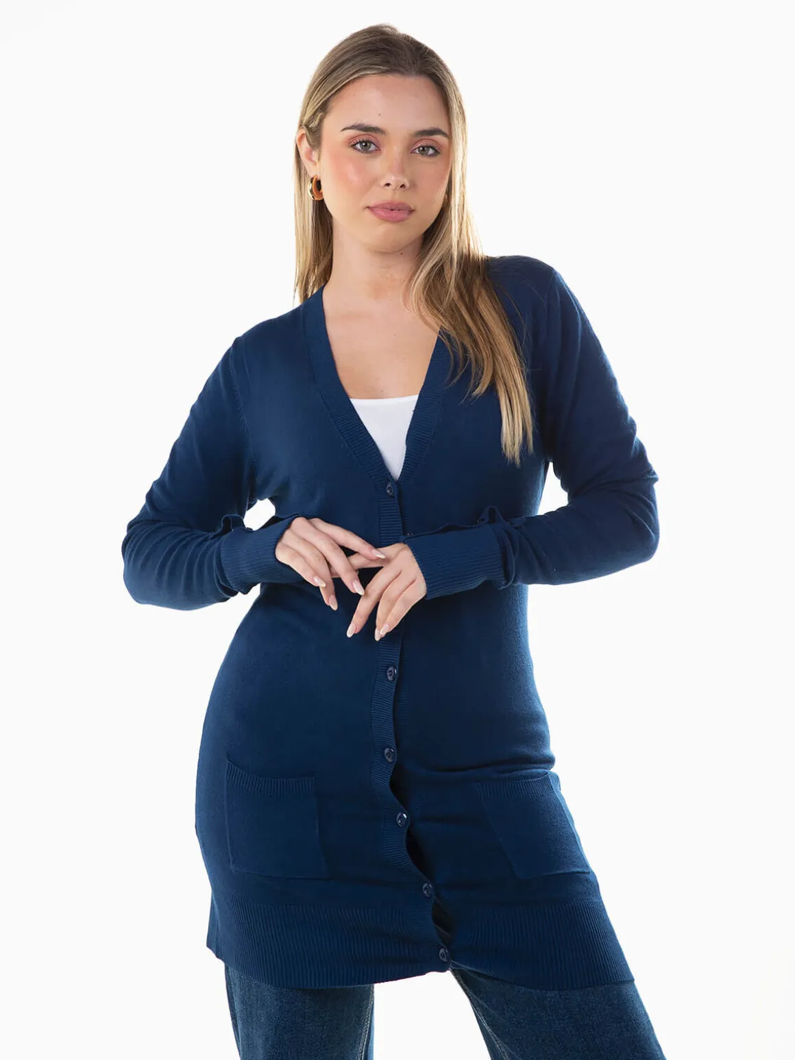 Casaco malha justo com botões